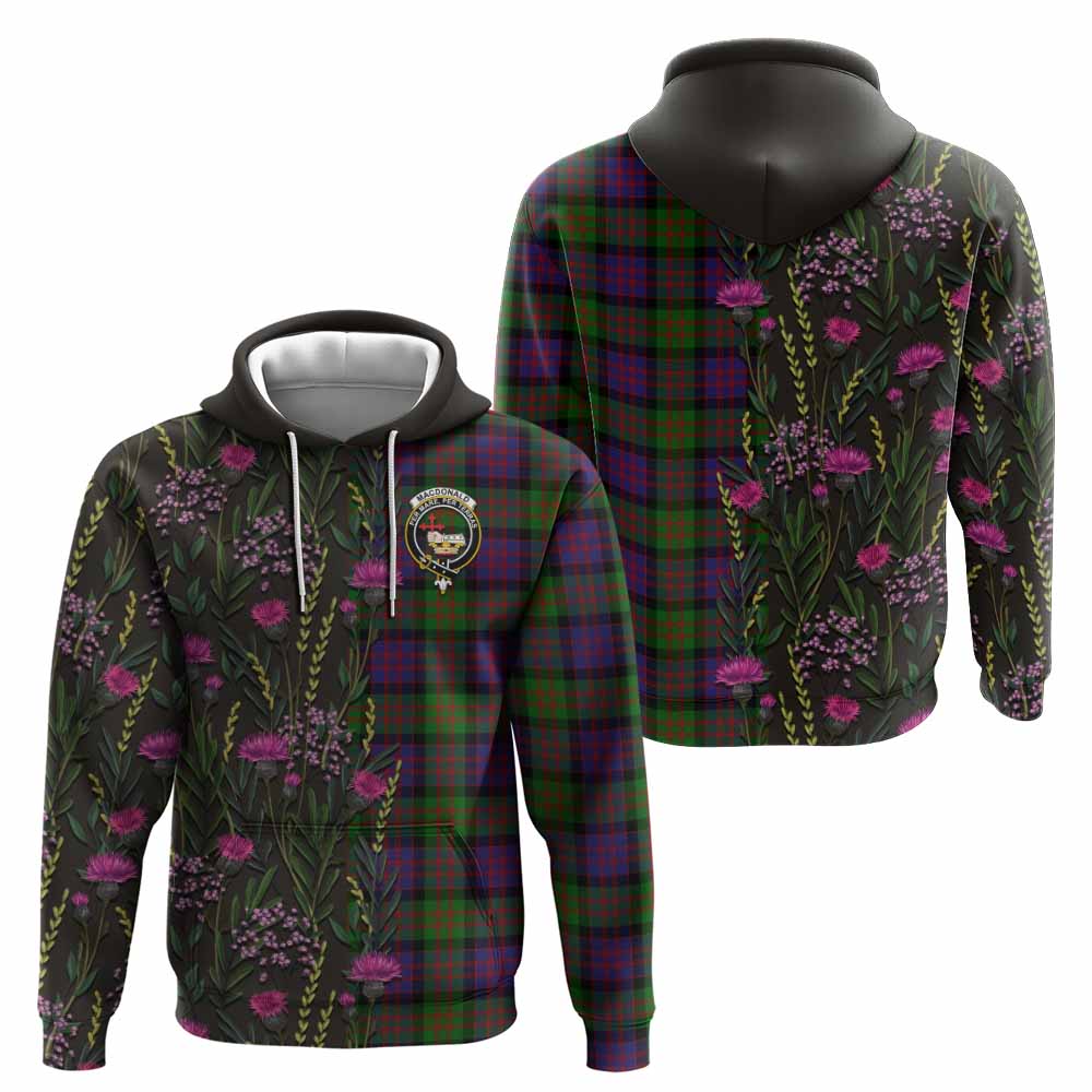 MacDonald (McDonald) Family Crest Tartan Hoodie Scottish Thistle Flower Pattern Half Style - Tartan Vibes Clothing