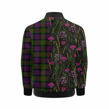MacDonald (McDonald) Family Crest Tartan Kid Bomber Jacket Scottish Thistle Flower Pattern Half Style - Tartan Vibes Clothing