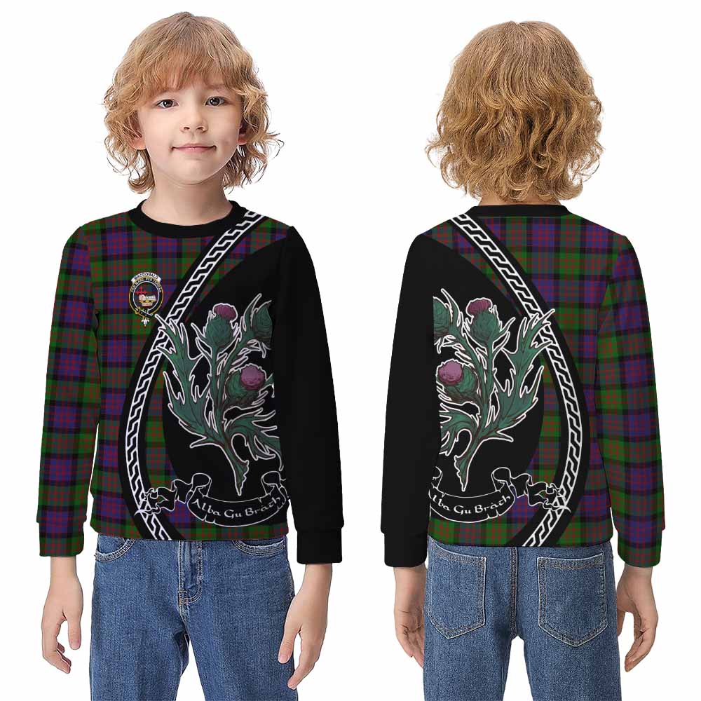MacDonald (McDonald) Family Crest Tartan Kid Knitted Sweatshirt Alba Thistle Inspired - Tartan Vibes Clothing