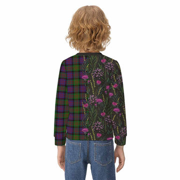 MacDonald (McDonald) Family Crest Tartan Kid Knitted Sweatshirt Scottish Thistle Flower Pattern Half Style - Tartan Vibes Clothing