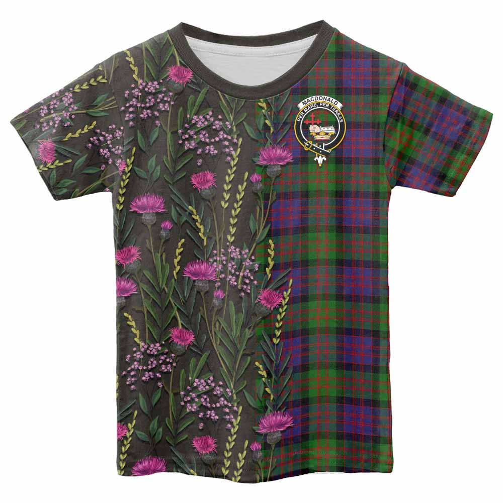 MacDonald (McDonald) Family Crest Tartan Kid T-shirt Scottish Thistle Flower Pattern Half Style - Tartan Vibes Clothing