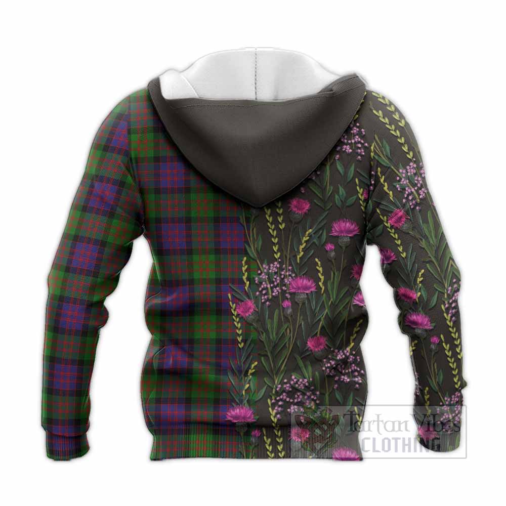 MacDonald (McDonald) Family Crest Tartan Knitted Hoodie Scottish Thistle Flower Pattern Half Style - Tartan Vibes Clothing