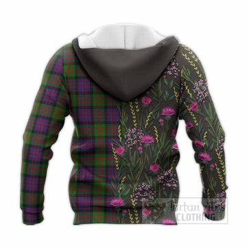 MacDonald (McDonald) Family Crest Tartan Knitted Hoodie Scottish Thistle Flower Pattern Half Style