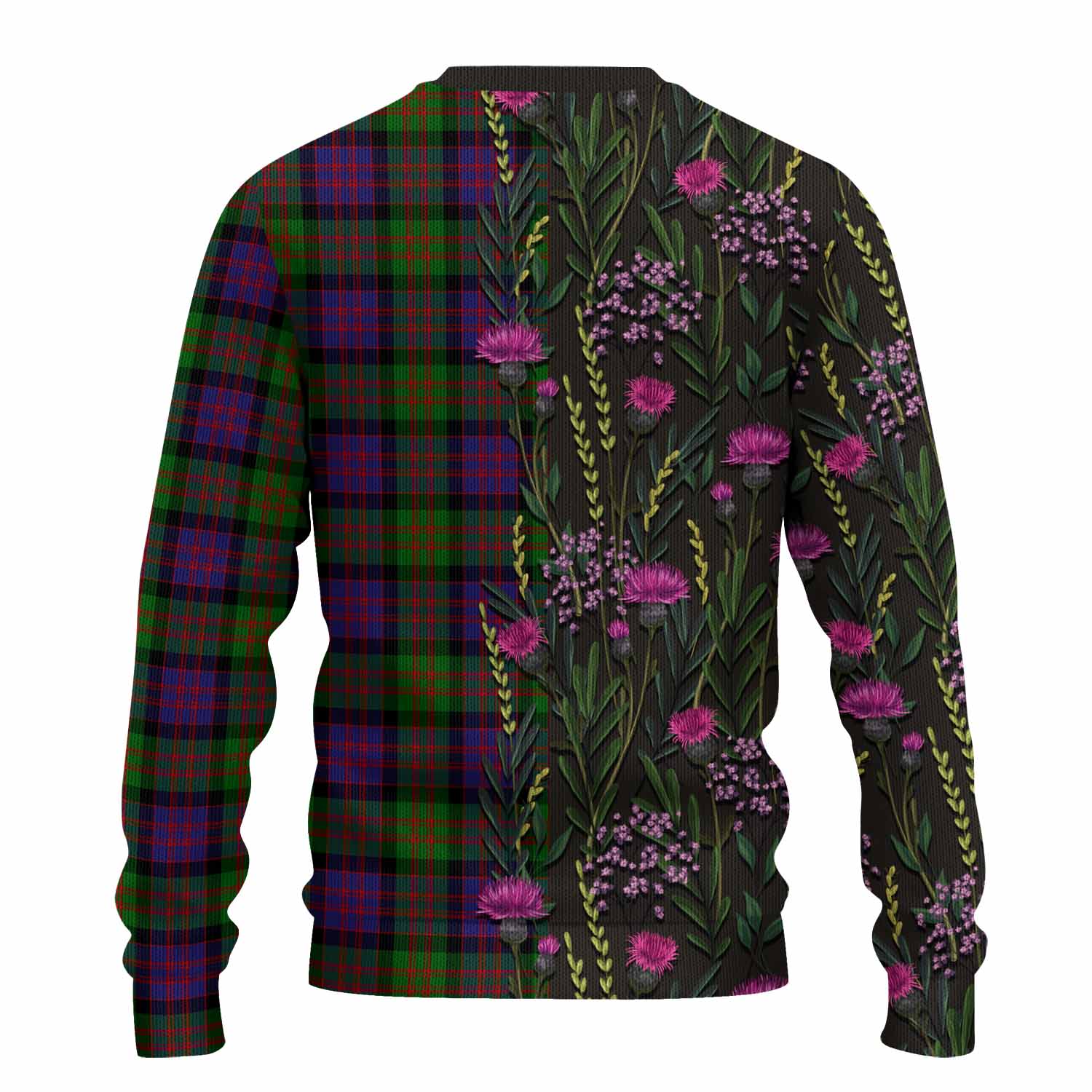 MacDonald (McDonald) Family Crest Tartan Knitted Sweater Scottish Thistle Flower Pattern Half Style - Tartan Vibes Clothing