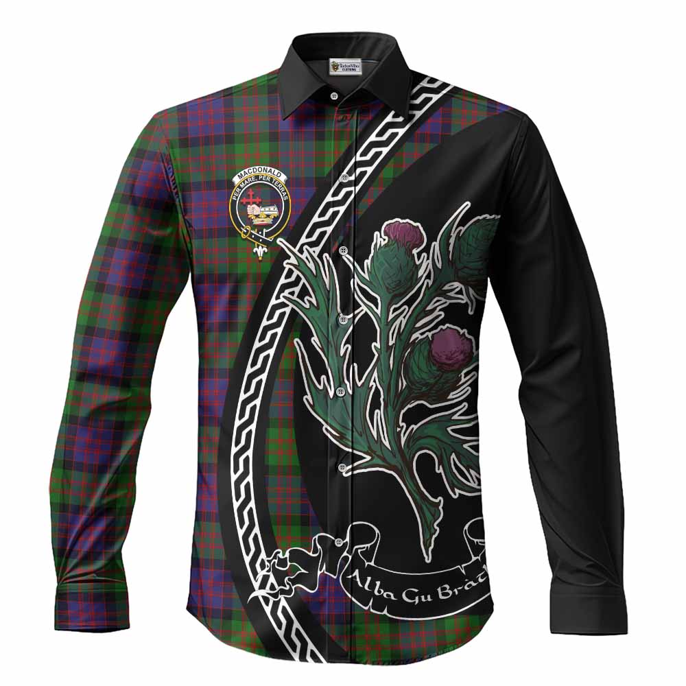MacDonald (McDonald) Family Crest Tartan Long Sleeve Button Shirts Alba Thistle Inspired - Tartan Vibes Clothing