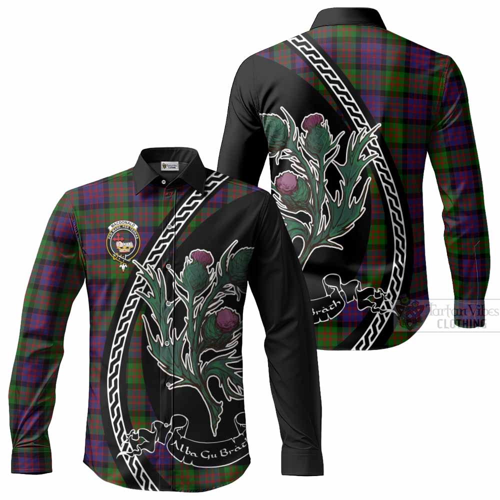 MacDonald (McDonald) Family Crest Tartan Long Sleeve Button Shirts Alba Thistle Inspired - Tartan Vibes Clothing