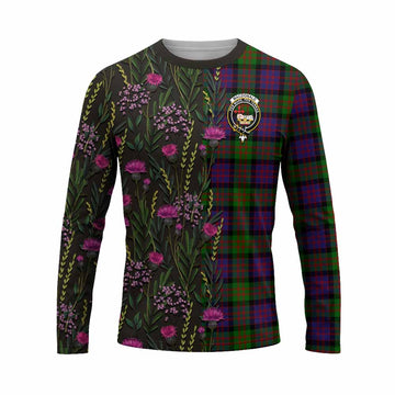 MacDonald (McDonald) Family Crest Tartan Long Sleeve T-Shirt Scottish Thistle Flower Pattern Half Style - Tartan Vibes Clothing