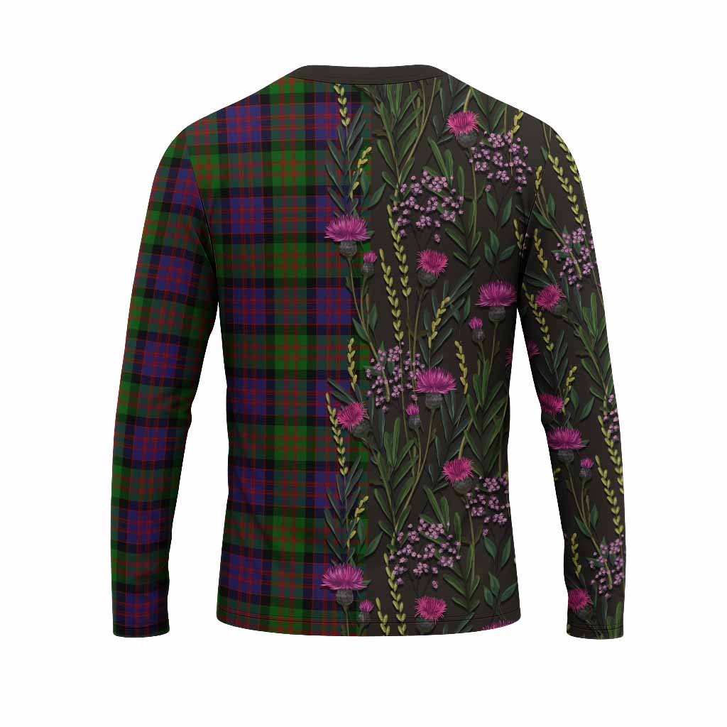 MacDonald (McDonald) Family Crest Tartan Long Sleeve T-Shirt Scottish Thistle Flower Pattern Half Style - Tartan Vibes Clothing