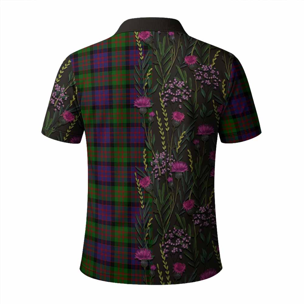 MacDonald (McDonald) Family Crest Tartan Polo Shirt Scottish Thistle Flower Pattern Half Style - Tartan Vibes Clothing