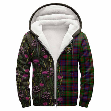 MacDonald (McDonald) Family Crest Tartan Sherpa Hoodie Scottish Thistle Flower Pattern Half Style
