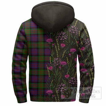 MacDonald (McDonald) Family Crest Tartan Sherpa Hoodie Scottish Thistle Flower Pattern Half Style