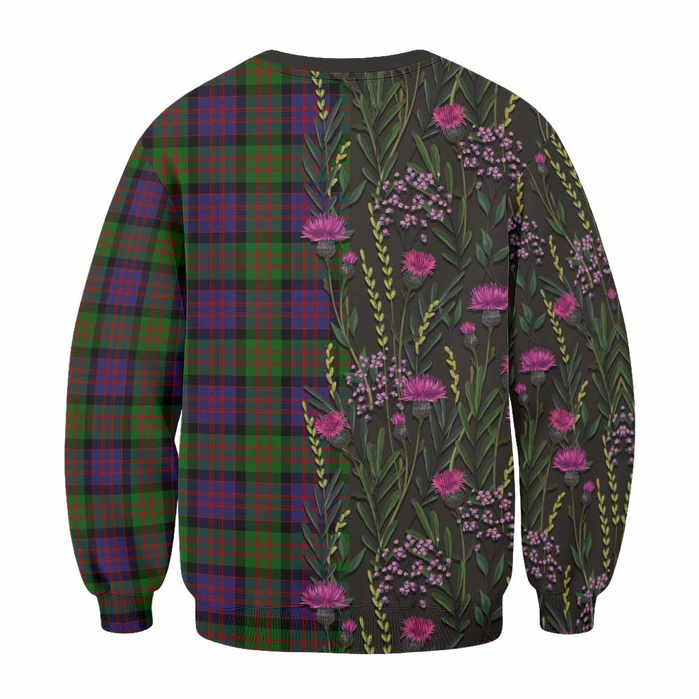 MacDonald (McDonald) Family Crest Tartan Sweatshirt Scottish Thistle Flower Pattern Half Style - Tartan Vibes Clothing