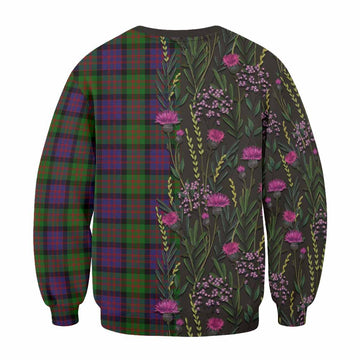 MacDonald (McDonald) Family Crest Tartan Sweatshirt Scottish Thistle Flower Pattern Half Style - Tartan Vibes Clothing
