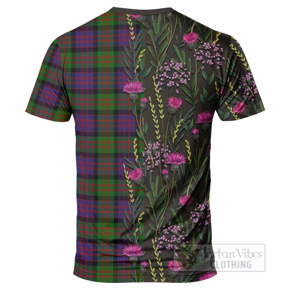 MacDonald (McDonald) Family Crest Tartan T-Shirt Scottish Thistle Flower Pattern Half Style - Tartan Vibes Clothing