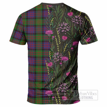 MacDonald (McDonald) Family Crest Tartan T-Shirt Scottish Thistle Flower Pattern Half Style - Tartan Vibes Clothing