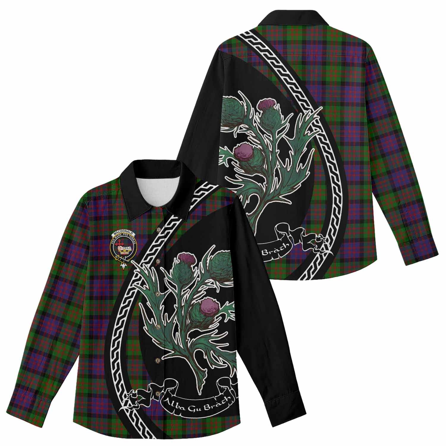 MacDonald (McDonald) Family Crest Tartan Women Casual Shirt Alba Thistle Inspired - Tartan Vibes Clothing