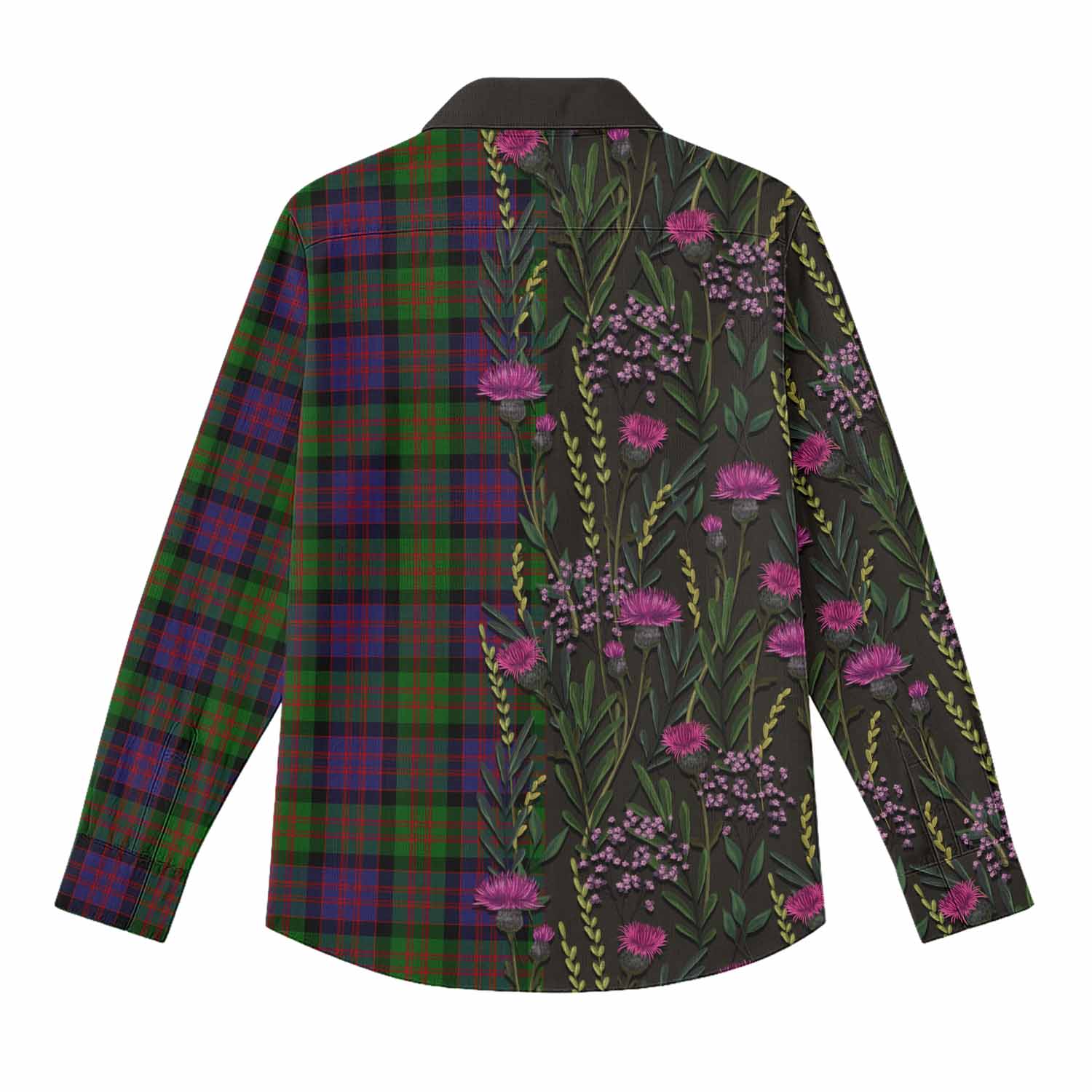 MacDonald (McDonald) Family Crest Tartan Women Casual Shirt Scottish Thistle Flower Pattern Half Style - Tartan Vibes Clothing