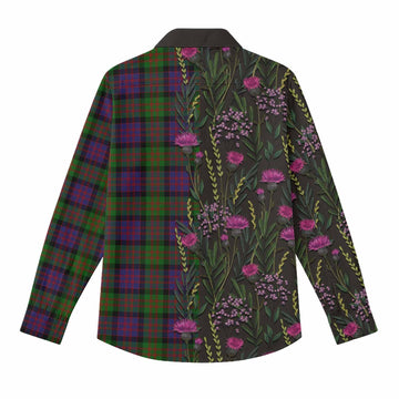 MacDonald (McDonald) Family Crest Tartan Women Casual Shirt Scottish Thistle Flower Pattern Half Style - Tartan Vibes Clothing