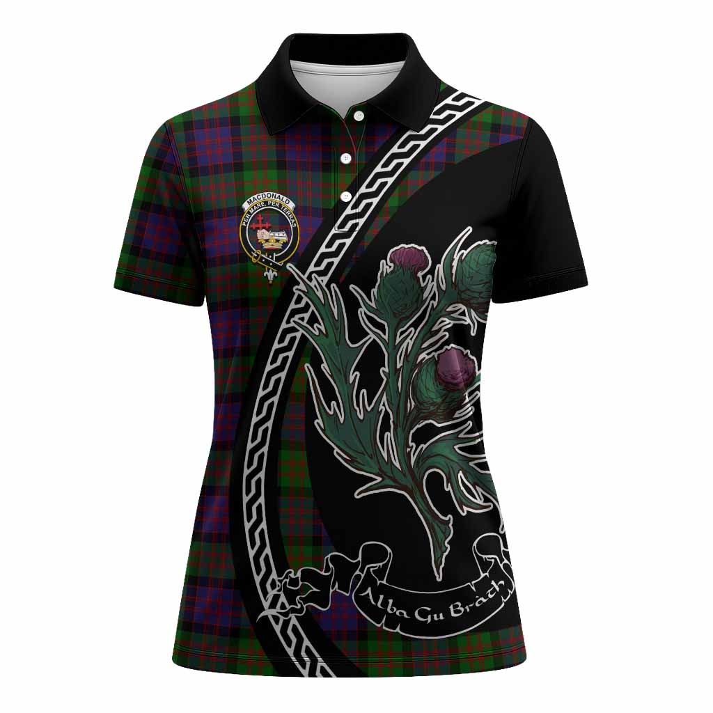 MacDonald (McDonald) Family Crest Tartan Women Polo Shirt Alba Thistle Inspired - Tartan Vibes Clothing