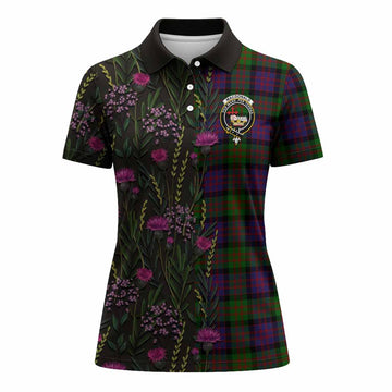 MacDonald (McDonald) Family Crest Tartan Women Polo Shirt Scottish Thistle Flower Pattern Half Style - Tartan Vibes Clothing