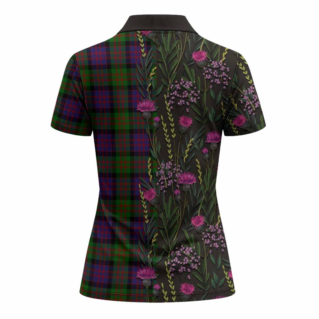 MacDonald (McDonald) Family Crest Tartan Women Polo Shirt Scottish Thistle Flower Pattern Half Style - Tartan Vibes Clothing