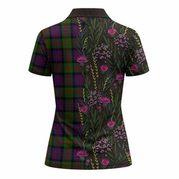 MacDonald (McDonald) Family Crest Tartan Women Polo Shirt Scottish Thistle Flower Pattern Half Style - Tartan Vibes Clothing