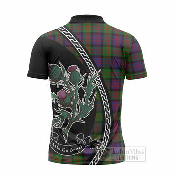 MacDonald (McDonald) Family Crest Tartan Zipper Polo Shirt Alba Thistle Inspired