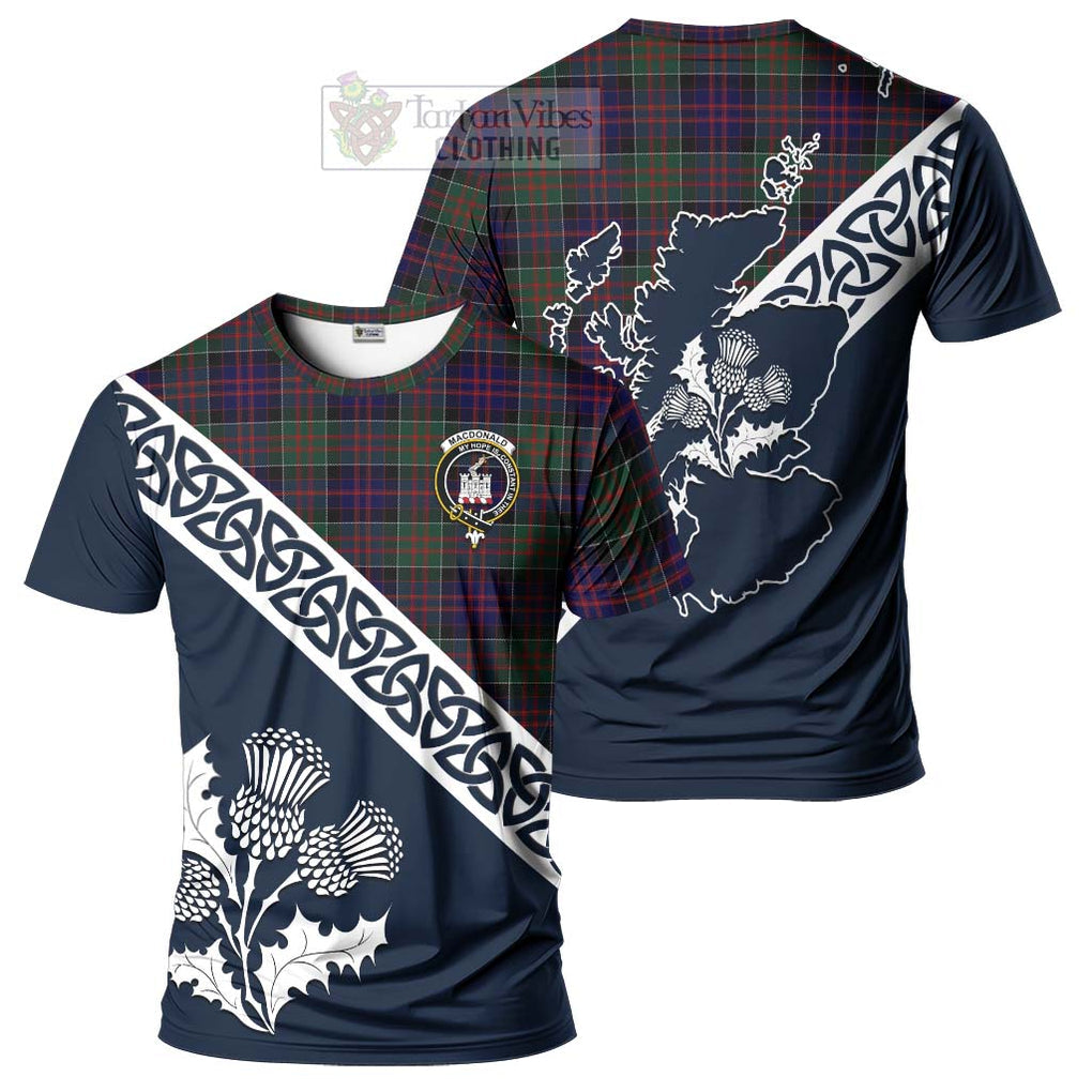MacDonald (McDonald) of Clanranald Tartan T-Shirt Featuring Thistle and Scotland Map Kid's Shirt - Tartanvibesclothing Store