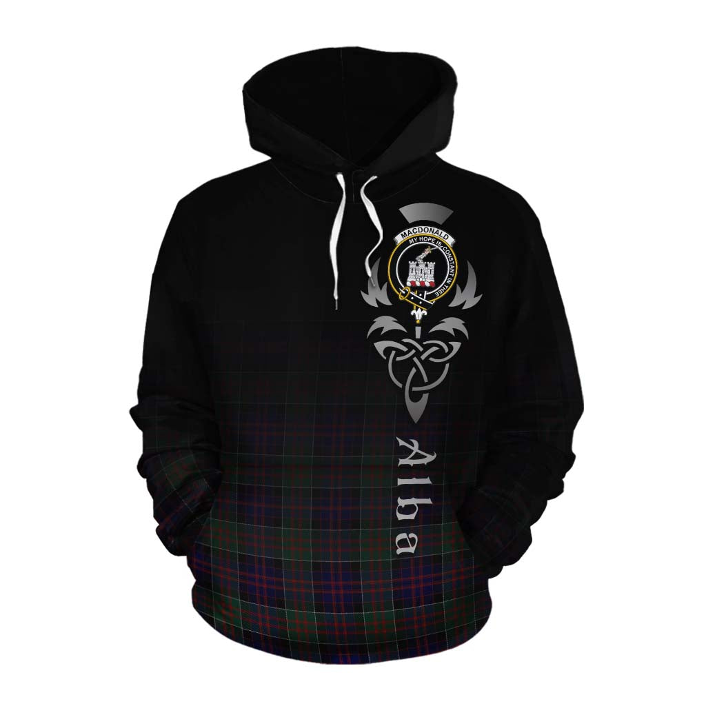 Tartan Vibes Clothing MacDonald (McDonald) of Clanranald Tartan Cotton Hoodie Featuring Alba Gu Brath Family Crest Celtic Inspired