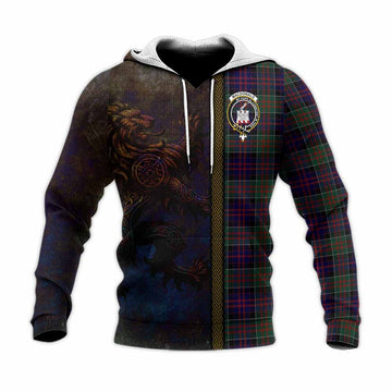Tartan Vibes Clothing MacDonald (McDonald) of Clanranald Tartan Family Crest Knitted Hoodie Alba Gu Brath Be Brave Lion Ancient Style