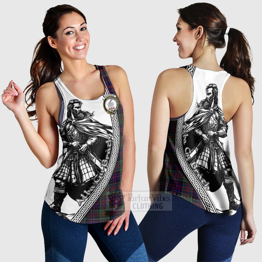 MacDonald (McDonald) of Clanranald Tartan Clan Crest Women's Racerback Tanks with Highlander Warrior Celtic Style 4XL - Tartan Vibes Clothing