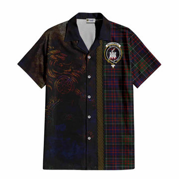 Tartan Vibes Clothing MacDonald (McDonald) of Clanranald Tartan Family Crest Short Sleeve Button Shirt Alba Gu Brath Be Brave Lion Ancient Style