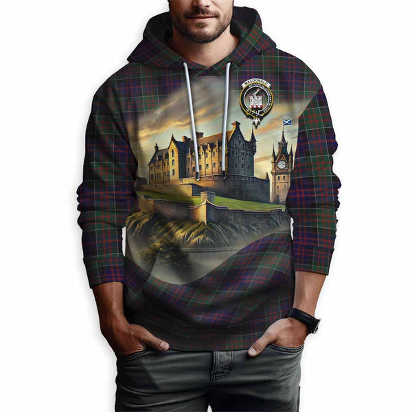 MacDonald (McDonald) of Clanranald Tartan Family Crest Hoodie with Scottish Ancient Castle Style