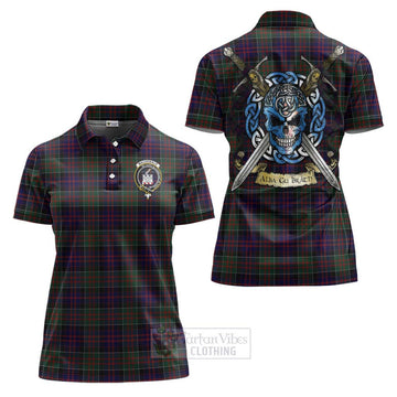 MacDonald (McDonald) of Clanranald Tartan Women's Polo Shirt with Family Crest Celtic Skull Style Women - Tartan Vibes Clothing