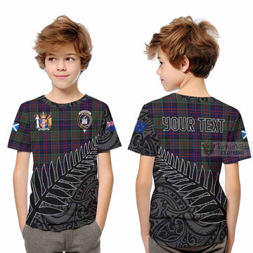 MacDonald (McDonald) of Clanranald Crest Tartan Kid T-Shirt with New Zealand Silver Fern Half Style Youth XL Size14 - Tartan Vibes Clothing