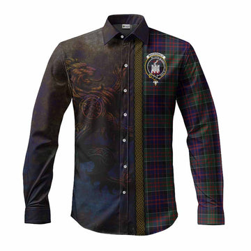 Tartan Vibes Clothing MacDonald (McDonald) of Clanranald Tartan Family Crest Long Sleeve Button Shirt Alba Gu Brath Be Brave Lion Ancient Style