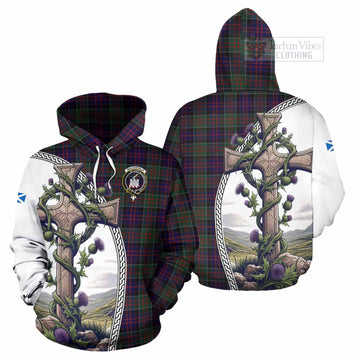 MacDonald (McDonald) of Clanranald Tartan Hoodie with Family Crest and St. Andrew's Cross Accented by Thistle Vines Zip Hoodie - Tartan Vibes Clothing