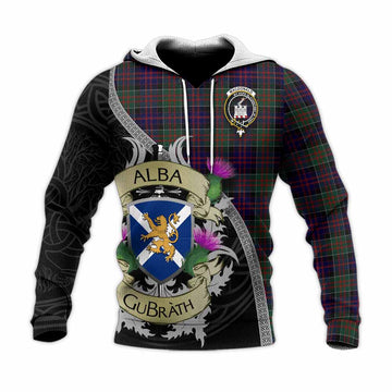 MacDonald (McDonald) of Clanranald Tartan Family Crest Knitted Hoodie Lion Rampant Royal Thistle Shield Celtic Inspired Unisex Knitted Pullover Hoodie - Tartan Vibes Clothing