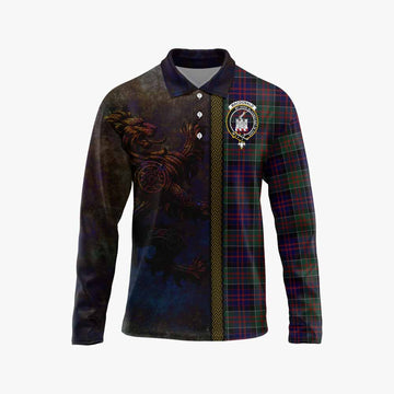 Tartan Vibes Clothing MacDonald (McDonald) of Clanranald Tartan Family Crest Long Sleeve Polo Shirt Alba Gu Brath Be Brave Lion Ancient Style