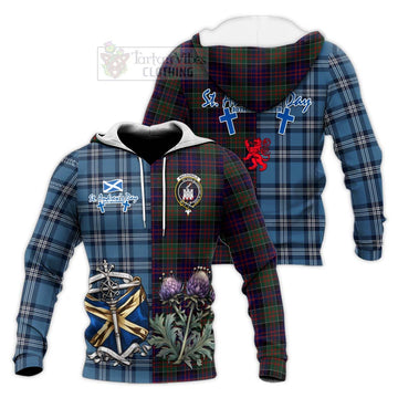 MacDonald (McDonald) of Clanranald Tartan Knitted Hoodie Happy St. Andrew's Day Half Tartan Style Unisex Knitted Pullover Hoodie - Tartan Vibes Clothing