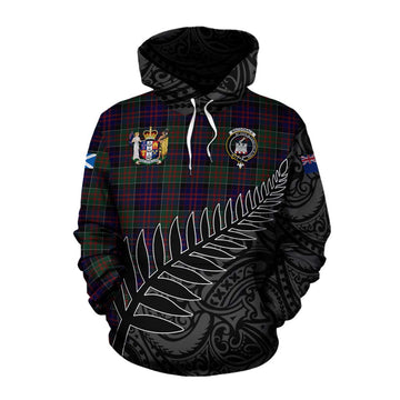 MacDonald (McDonald) of Clanranald Crest Tartan Cotton Hoodie with New Zealand Silver Fern Half Style Pullover Hoodie XS - Tartan Vibes Clothing