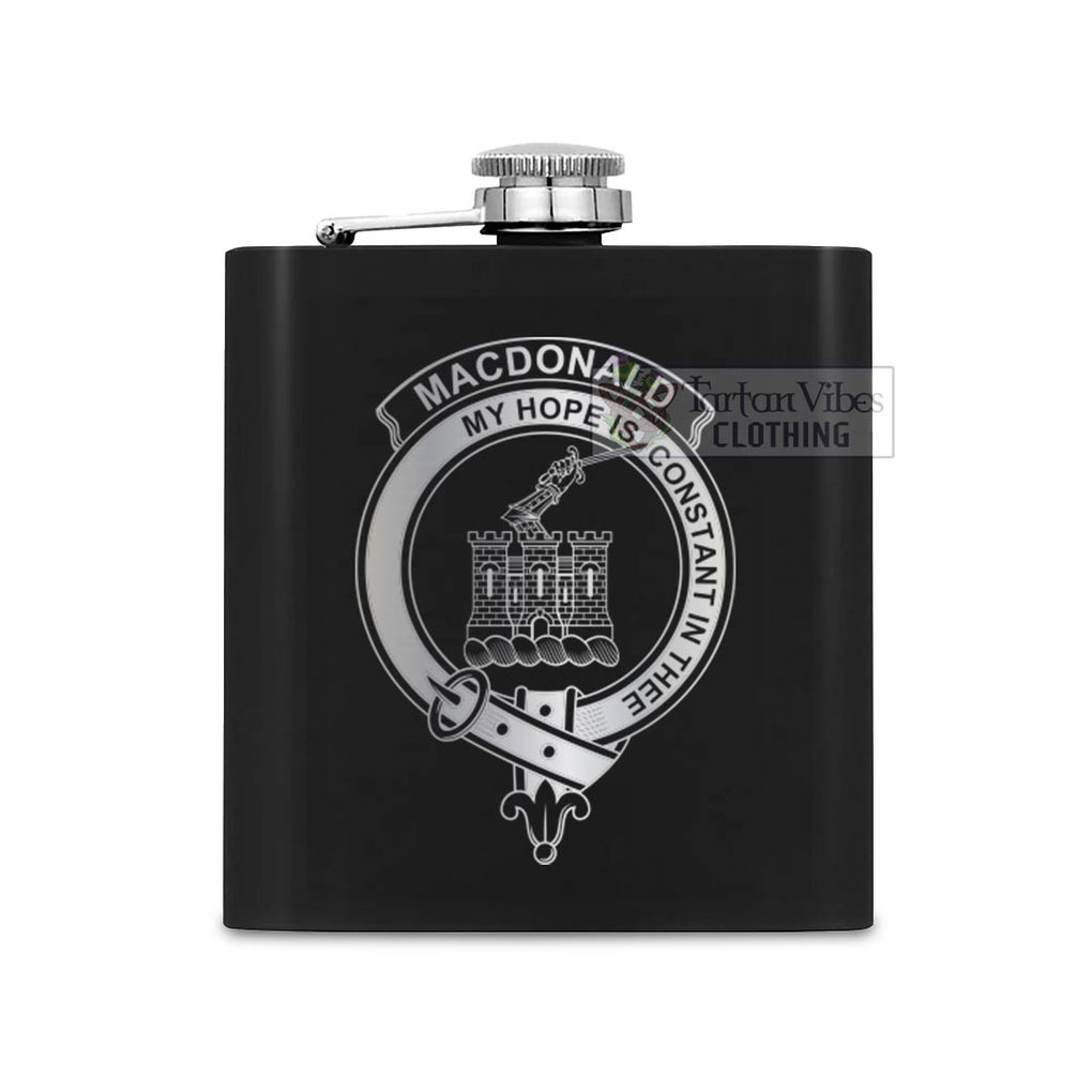 MacDonald (McDonald) of Clanranald Crest Hip Flask Set 7oz Black Stainless Steel with A Gift Box One Size 7oz - 2D-tartanvibesclothing