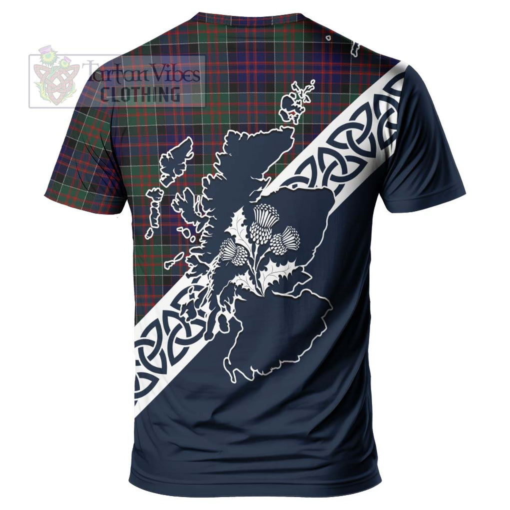MacDonald (McDonald) of Clanranald Tartan T-Shirt Featuring Thistle and Scotland Map - Tartanvibesclothing Store