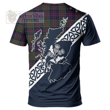 MacDonald (McDonald) of Clanranald Tartan T-Shirt Featuring Thistle and Scotland Map - Tartanvibesclothing Store