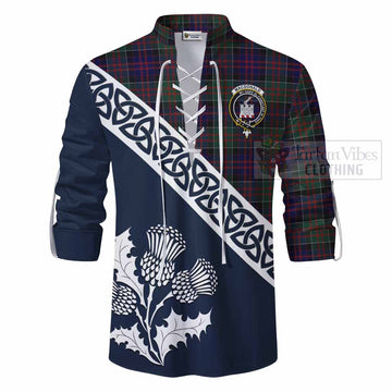 MacDonald (McDonald) of Clanranald Tartan Ghillie Kilt Shirt Featuring Thistle and Scotland Map - Tartan Vibes Clothing