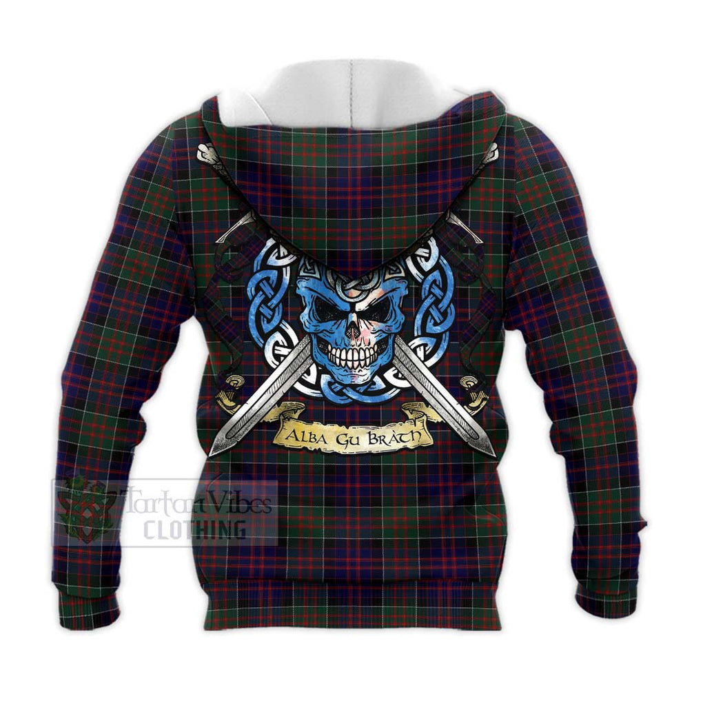 Tartan Vibes Clothing MacDonald (McDonald) of Clanranald Tartan Knitted Hoodie with Family Crest Celtic Skull Style