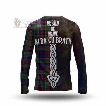 Tartan Vibes Clothing MacDonald (McDonald) of Clanranald Tartan Family Crest Long Sleeve T-Shirt Alba Gu Brath Be Brave Lion Ancient Style