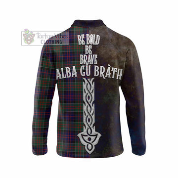 Tartan Vibes Clothing MacDonald (McDonald) of Clanranald Tartan Family Crest Long Sleeve Polo Shirt Alba Gu Brath Be Brave Lion Ancient Style