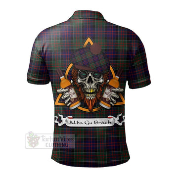 MacDonald (McDonald) of Clanranald Tartan Polo Shirt with Family Crest and Bearded Skull Holding Bottles of Whiskey - Tartan Vibes Clothing
