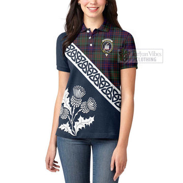 MacDonald (McDonald) of Clanranald Tartan Women's Polo Shirt Featuring Thistle and Scotland Map - Tartanvibesclothing Store